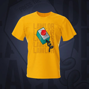 Pinball Red Button Lawlor Gold Pinball T-Shirt | Pinball Invasion