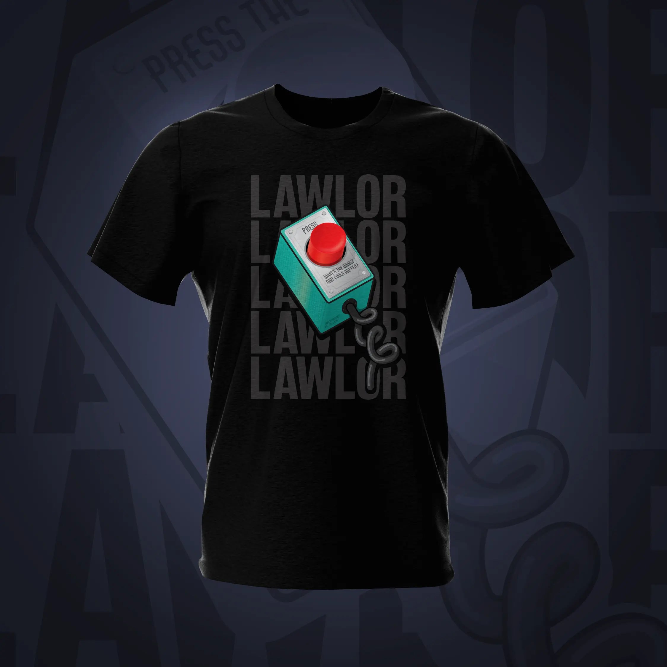 Pinball Red Button Lawlor Black Pinball T-Shirt | Pinball Invasion