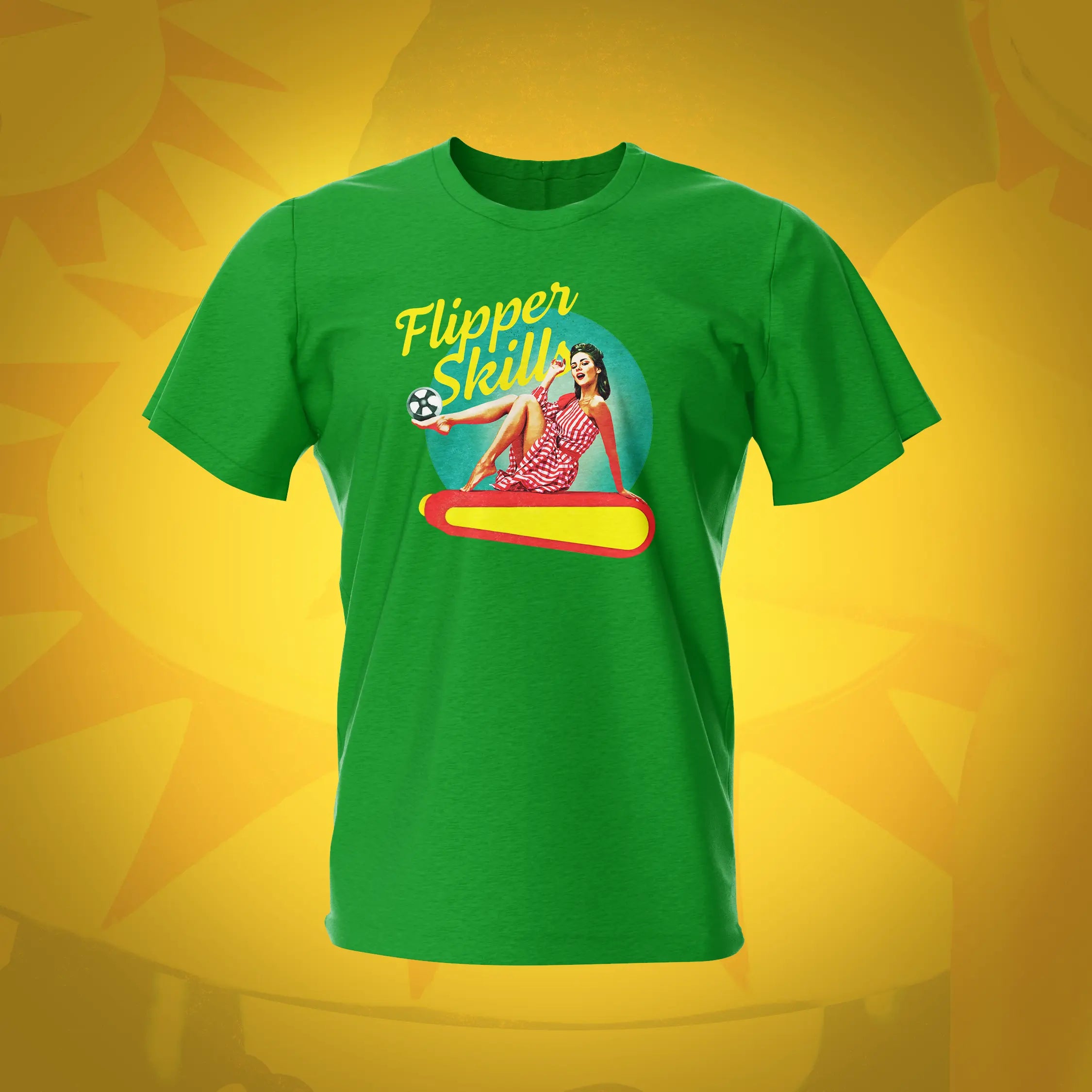 Flipper Skills Green Pinball T-Shirt | Pinball Invasion