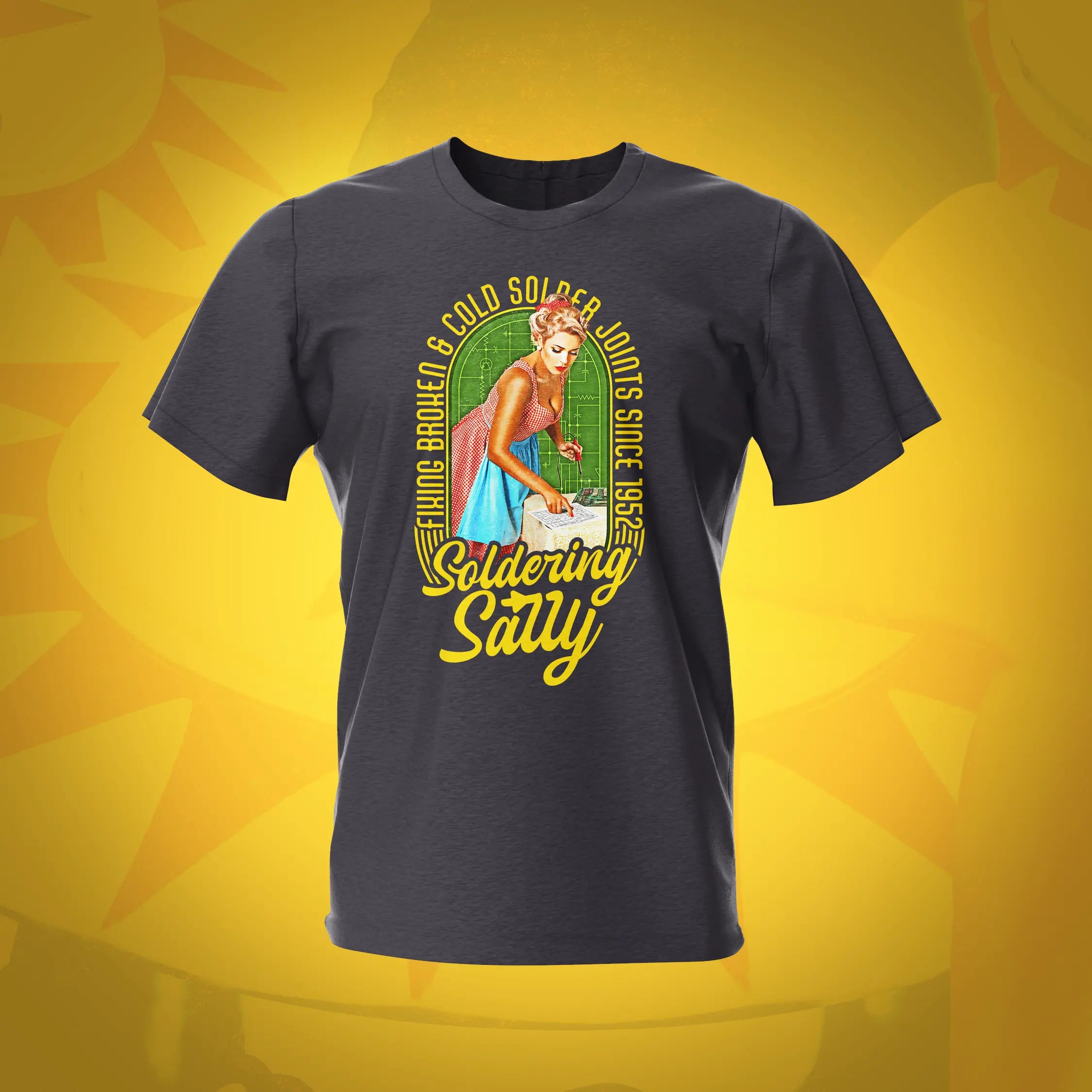Soldering Sally Pinup Tweed Pinball T-Shirt | Pinball Invasion